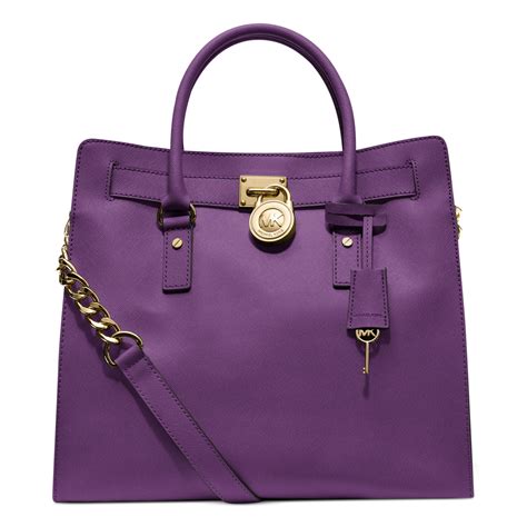 michael kors hamilton tote purple|Michael Kors saffiano large tote.